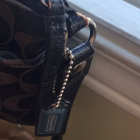 Coach Signature Small Crossbody Mini Bag Shoulder Patent Leather Zip Pocket Tote - Picture 7 of 16